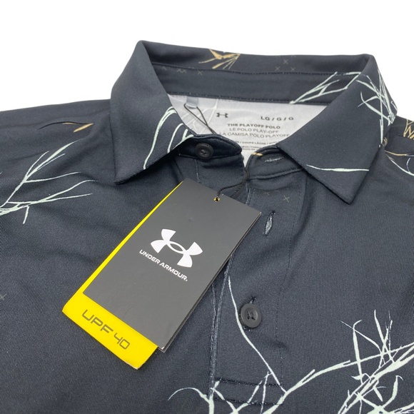 Under Armour Men's UA Playoff Polo 2.0 Black Stretch Golf T-Shirt 1327037 052 - Picture 7 of 8